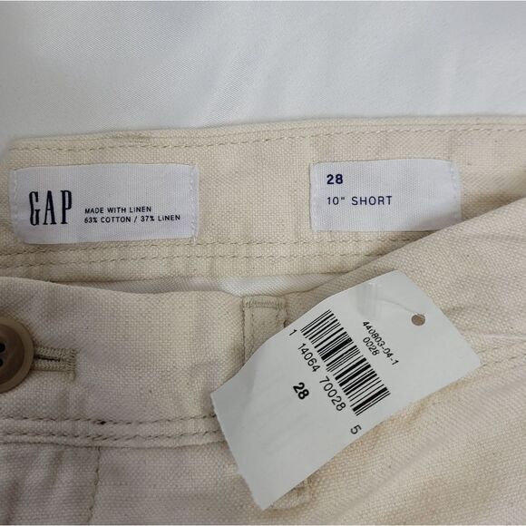 NEW Gap natural cream color linen blend  10" bermuda shorts 10 - Picture 5 of 11